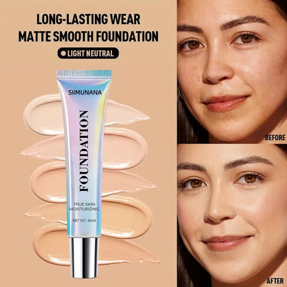 Long-Lasting Wear Matte Smooth Liquid Foundation, Waterproof and Sweatproof for A Translucent, Natural Finish