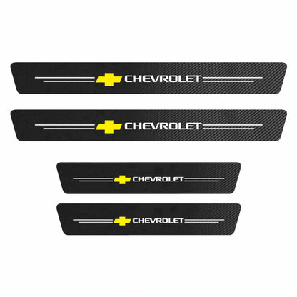 4PCS Pattern Carbon Fiber Door Sill Protection Strip Set