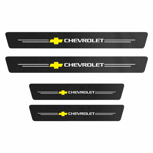 4PCS Pattern Carbon Fiber Door Sill Protection Strip Set