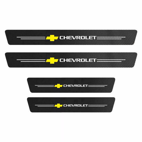 4PCS Pattern Carbon Fiber Door Sill Protection Strip Set