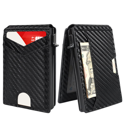 Slim Minimalist RFID Leather Wallet Pop Up Card Holder for Cash Coins & Credit Cards
