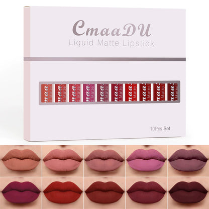 10Pcs/set Liquid Matte Set Long Lasting Lipstick 24 hour Waterproof Lip Gloss