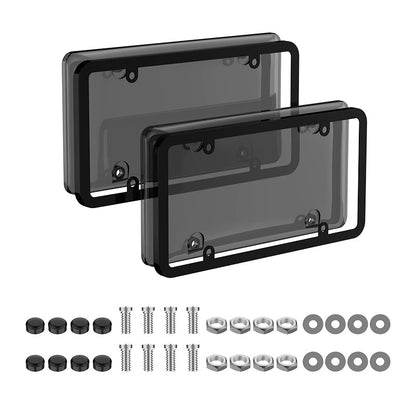 License Plate Covers 2 Pcs Plastic Protective Shield With Screws Caps For Standard Car