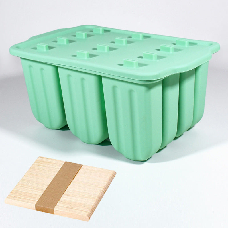 12 Cavity Ice Stick Mold with 50Pcs Popsicle Sticks, Food Grade Silicone Easy-Release