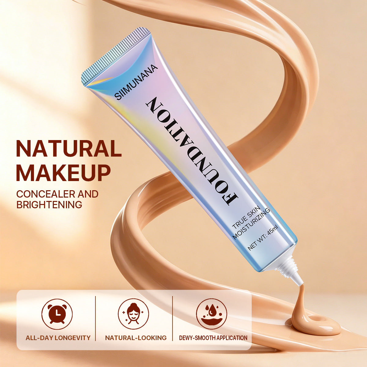 Long-Lasting Wear Matte Smooth Liquid Foundation, Waterproof and Sweatproof for A Translucent, Natural Finish