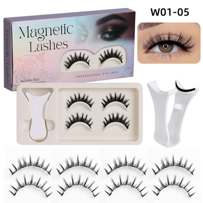 2 Pairs Reusable Magnetic Eyelashes Lashes with Curler