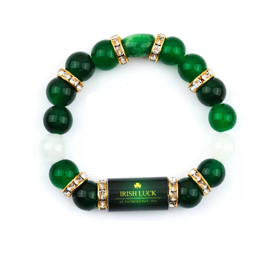 Irish Luck St. Patrick's Day Bracelet | Green Agate Lucky Clover Beaded Bracelet