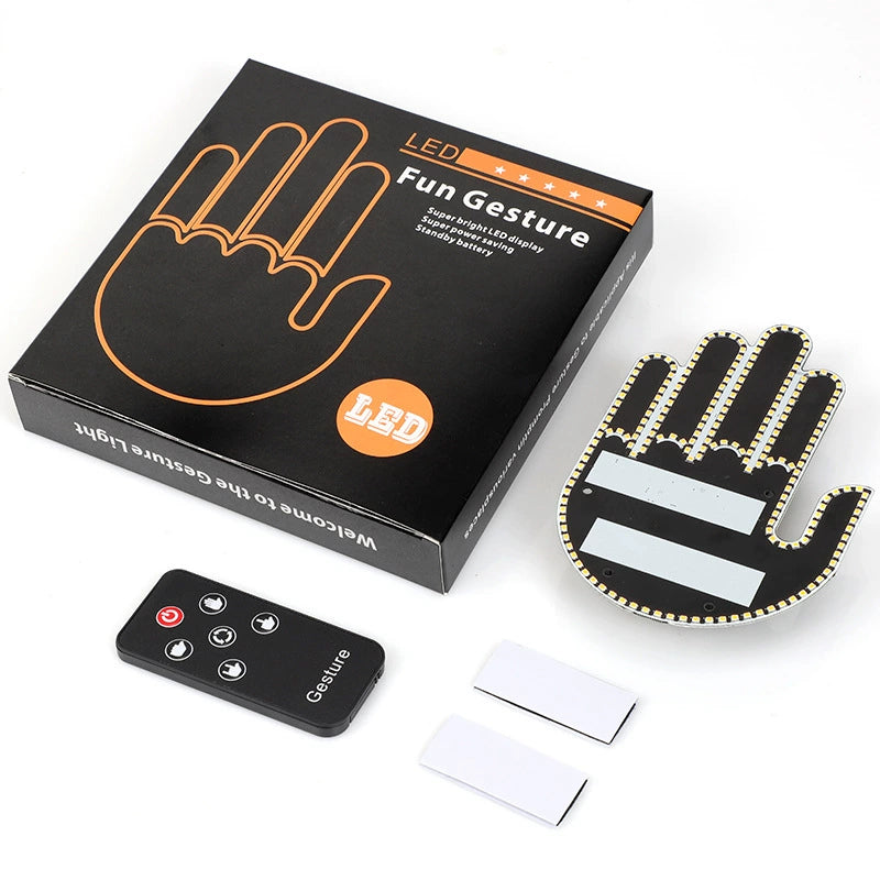 Finger Gesture Light with Remote LED Car Back Window Funny Sign Hand Light