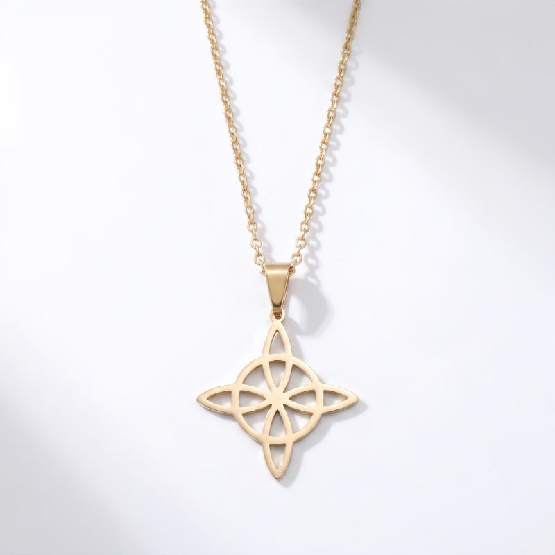 Witches Knot Necklace Stainless Steel Pagan Wiccan Symbol Pendant