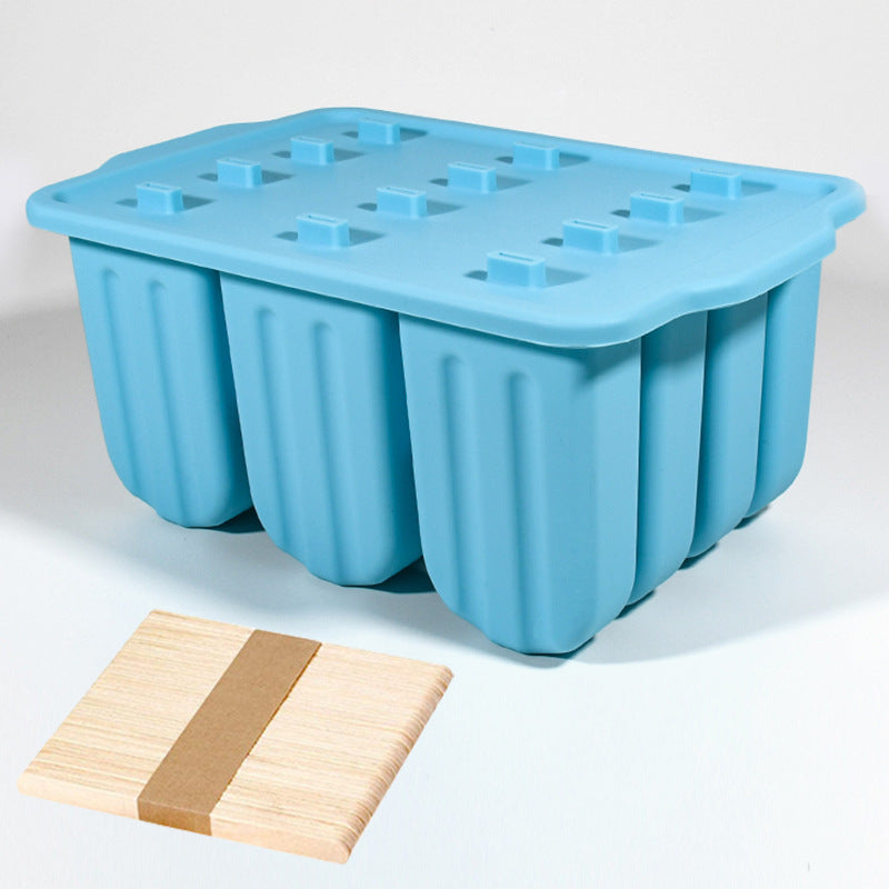 12 Cavity Ice Stick Mold with 50Pcs Popsicle Sticks, Food Grade Silicone Easy-Release