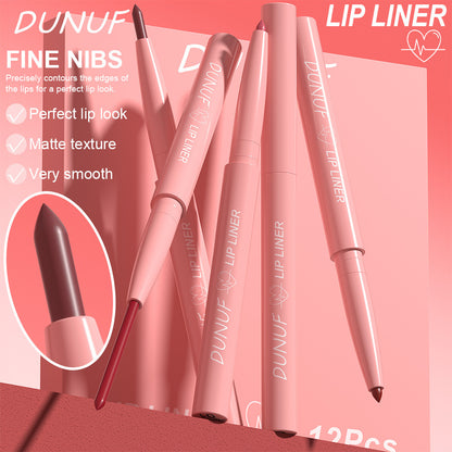 12 Colors Retractable Lip Liner Kit, Creamy Matte Lip Sculpting