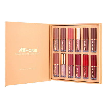 12-Color Book Lip Gloss Set Hot-Selling Matte Pearl Non-Stick Cup Lip Glaze