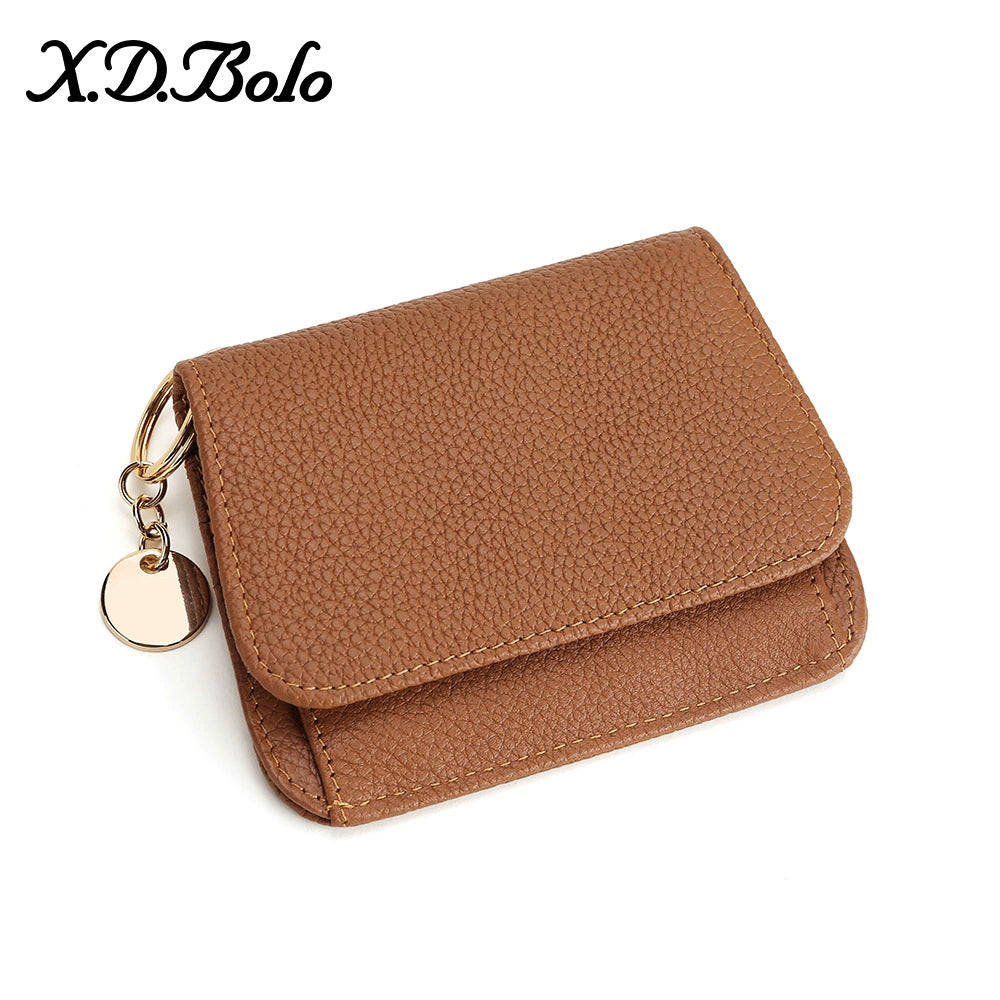 Women RFID Soft Genuine Leather Folding Button Wallet Coin Purse Zip Card Holder