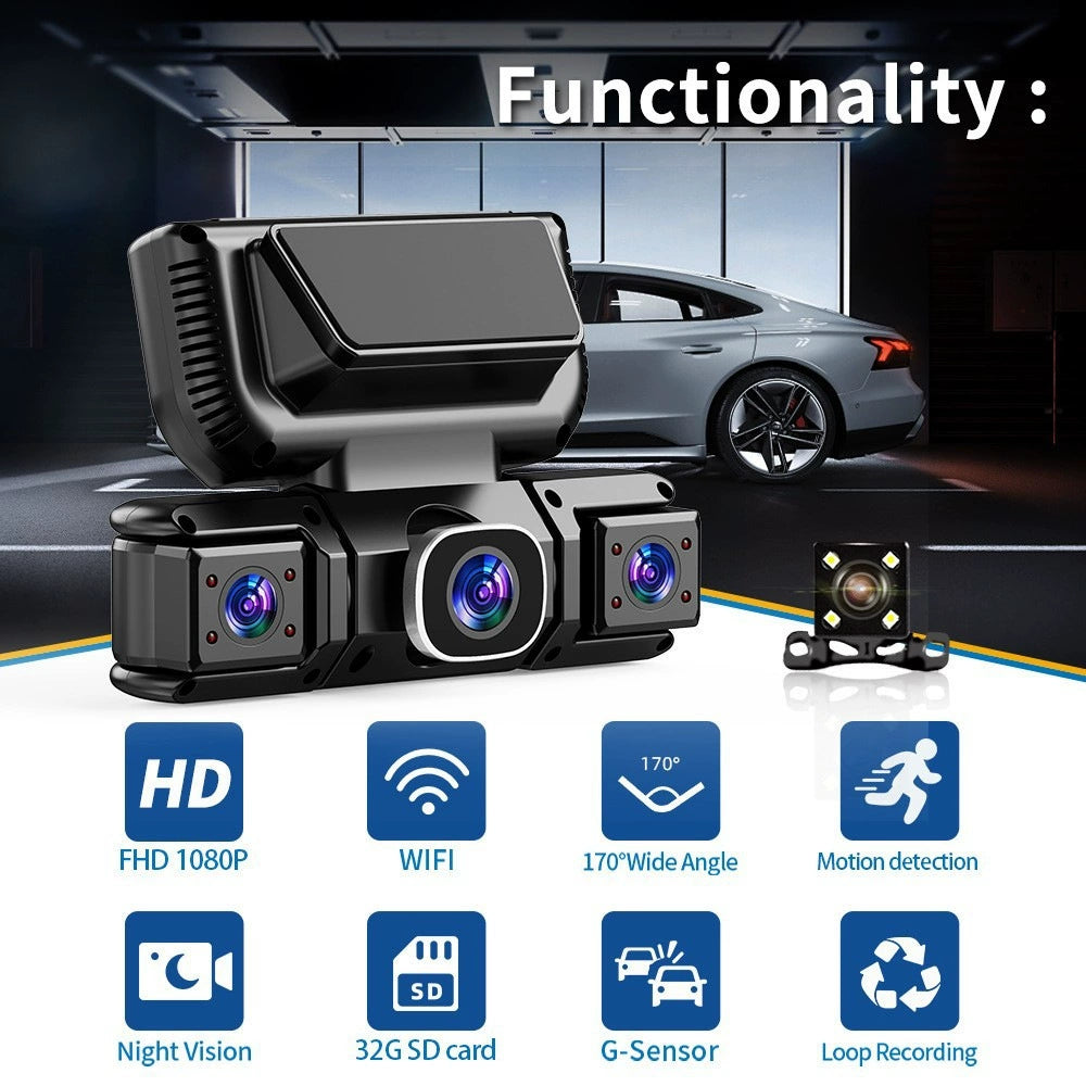 1080P FHD 360 Degree car Dash cam Wireless- Dash Cam Front and Rear