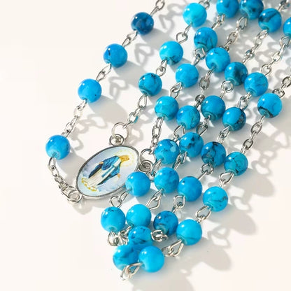 Virgin Mary Coin Purse with Rosary Beads Catholic Prayer Charm