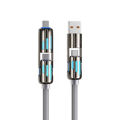 240W 4 in 1 Charging Cable 6.6FT, USB A/C to C/Lightning with Light iPhone Charger for iPhone