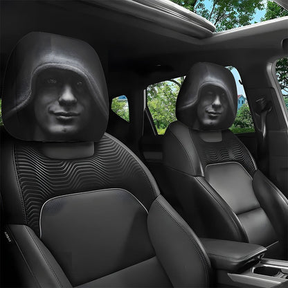 2Pcs Scary Face 3D Printing Auto Seat Headrest Protector