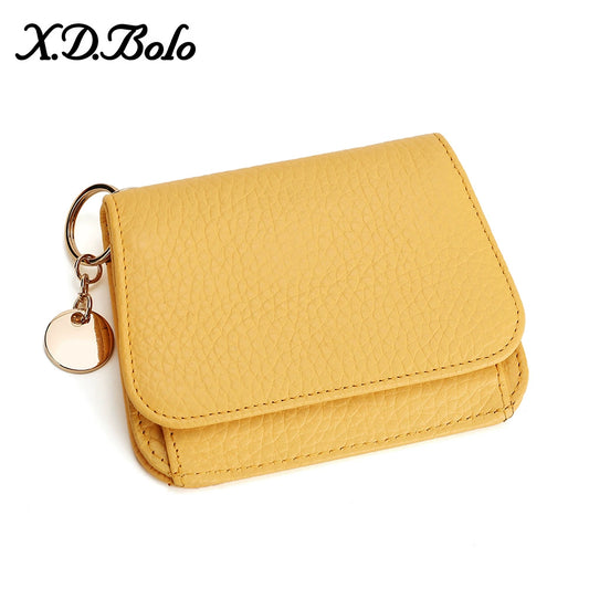 Women RFID Soft Genuine Leather Folding Button Wallet Coin Purse Zip Card Holder