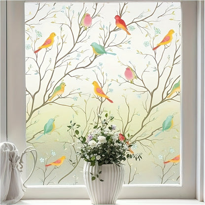 Sunroof Stained Glass Window Film, Decorative Rainbow Wildflower Static Window Clings