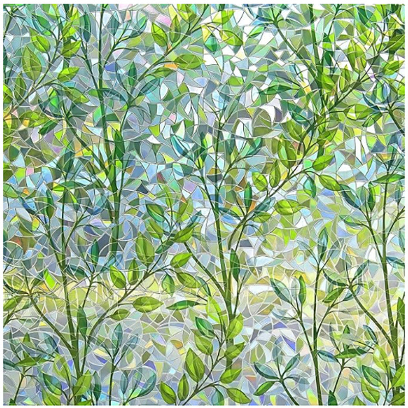 Sunroof Stained Glass Window Film, Decorative Rainbow Wildflower Static Window Clings