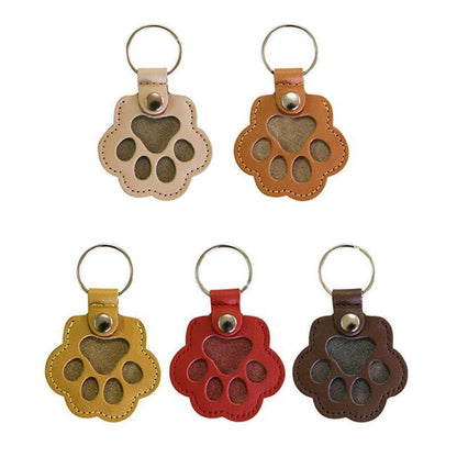 5 Pcs Pet Hair Keepsake Keyring Cute Leather Paw