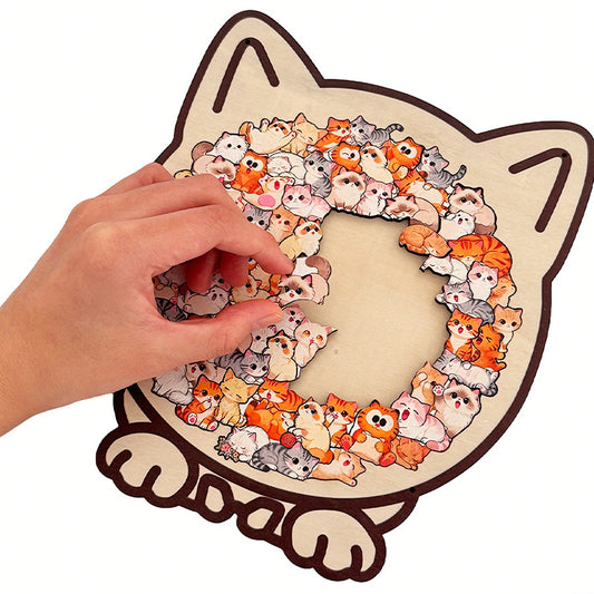 Irregular Cute Animal Wooden Puzzle With Stand
