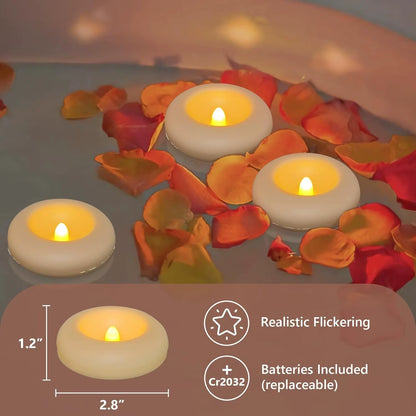6pcs Flameless LED Floating Waterproof Plastic Ivory Tea Light Candles