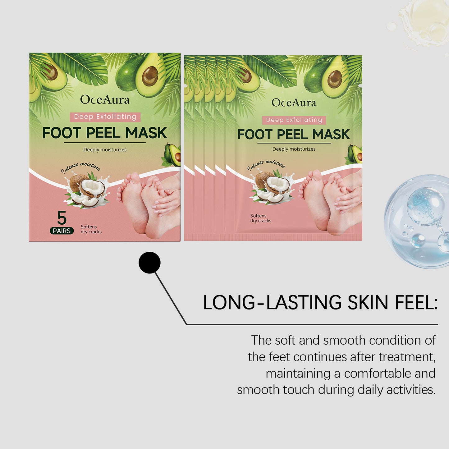 Avocado Exfoliating Foot Mask - Gently Cares for Soft&Comfortable Feet