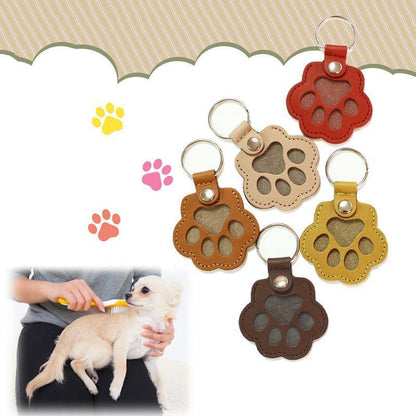5 Pcs Pet Hair Keepsake Keyring Cute Leather Paw