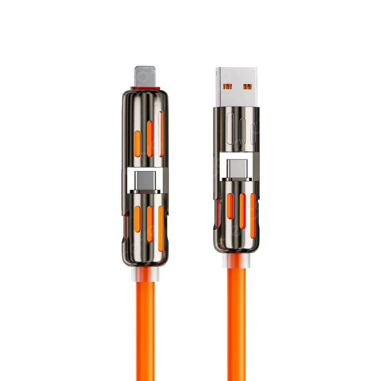 240W 4 in 1 Charging Cable 6.6FT, USB A/C to C/Lightning with Light iPhone Charger for iPhone