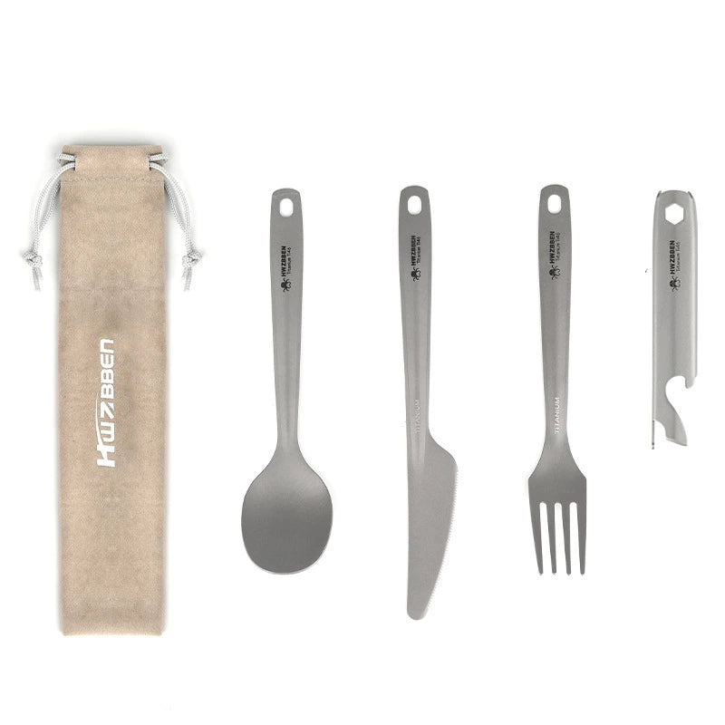 Pure Titanium 4 Sets Outdoor Camping Tableware Tool