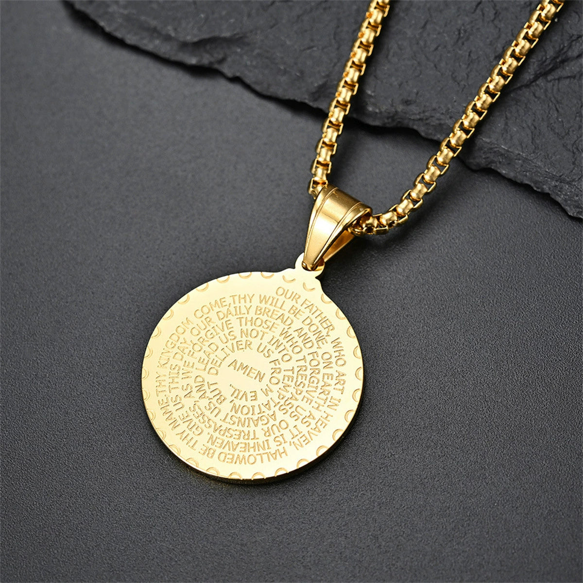 Plated Prayer Hands Coin Medal Pendant Necklace
