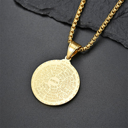 Plated Prayer Hands Coin Medal Pendant Necklace