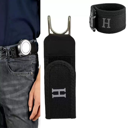 2PCS Tactical Metal Hook Elastic Belt Buckle-Less Invisible Waist Belt Closure