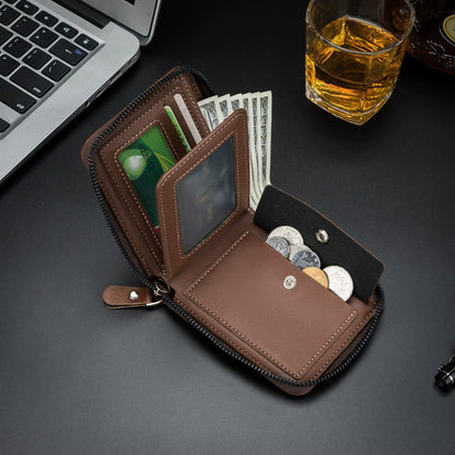 Men's Leather Zip Around Wallet ID Card Window Secure Zipper Bifold RFID