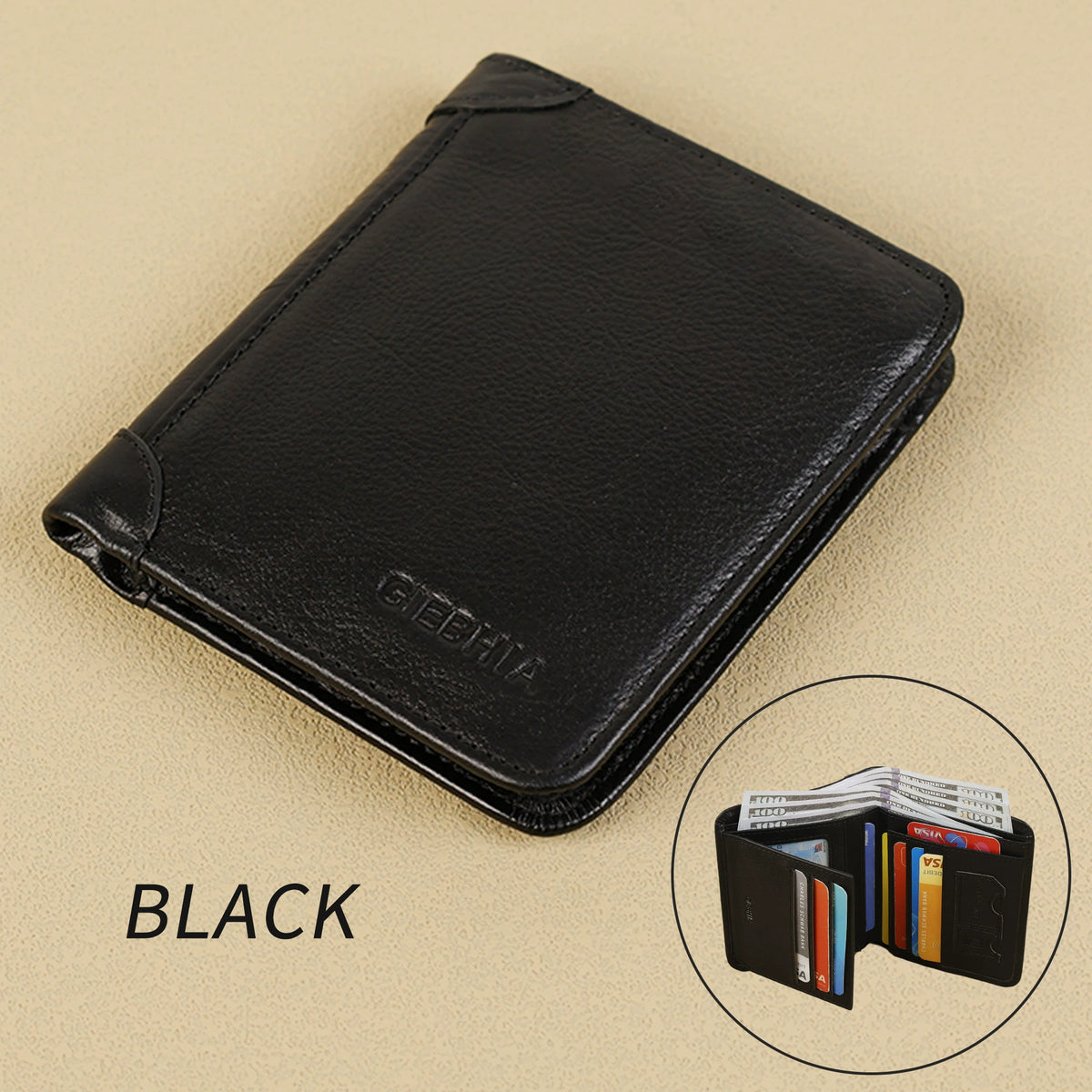 Genuine Leather RFID Wallets for Men Vintage Thin Short Multi-Function Card Holder