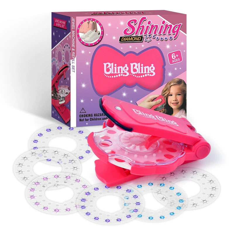No-Heat Hair Gem Stamper (360 Glitter Diamonds) - DIY Bling Styling Tool for Girls