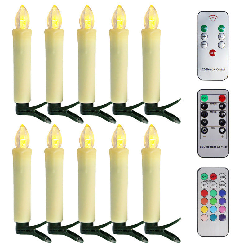 10PCS LED Flameless Taper Candles Flickering with Remote Timer