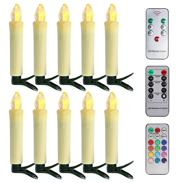 10PCS LED Flameless Taper Candles Flickering with Remote Timer