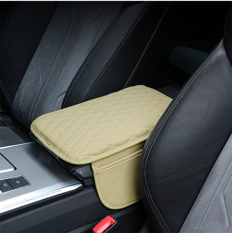 Car Armrest Box Cushion with Built-in Storage Bag