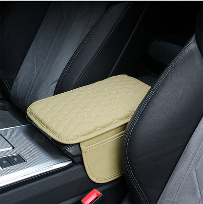 Car Armrest Box Cushion with Built-in Storage Bag