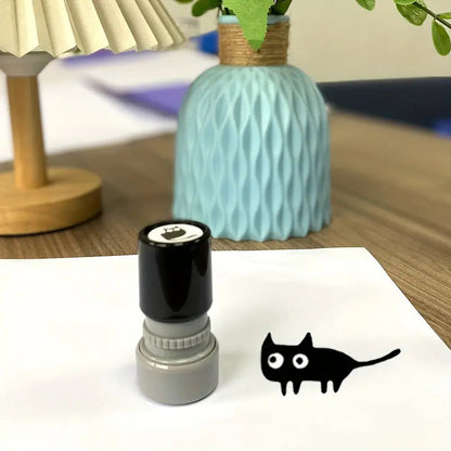 4Pcs Cute Black Cat Kitten Stamps for Stamp Cards, Letters and Diaries Decorative Mini Stamps