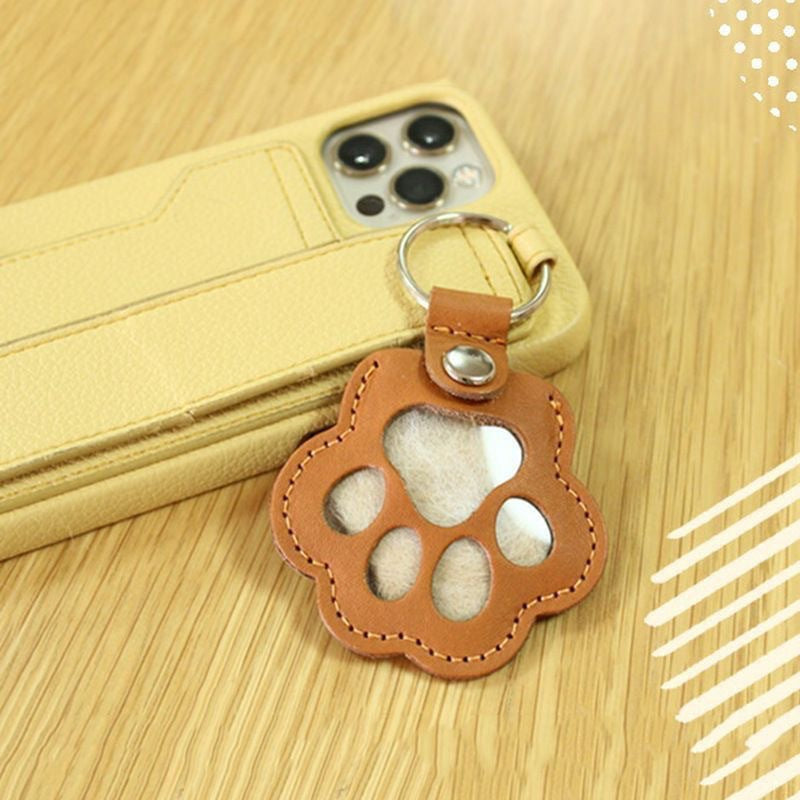 5 Pcs Pet Hair Keepsake Keyring Cute Leather Paw