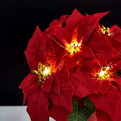9.4 FT Lighted Artificial Garlands with Red Flowers and Berries