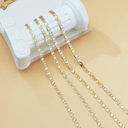Jewelry Making Solid Brass Light Gold Flat Oval Link Chain Roll with Jump Rings