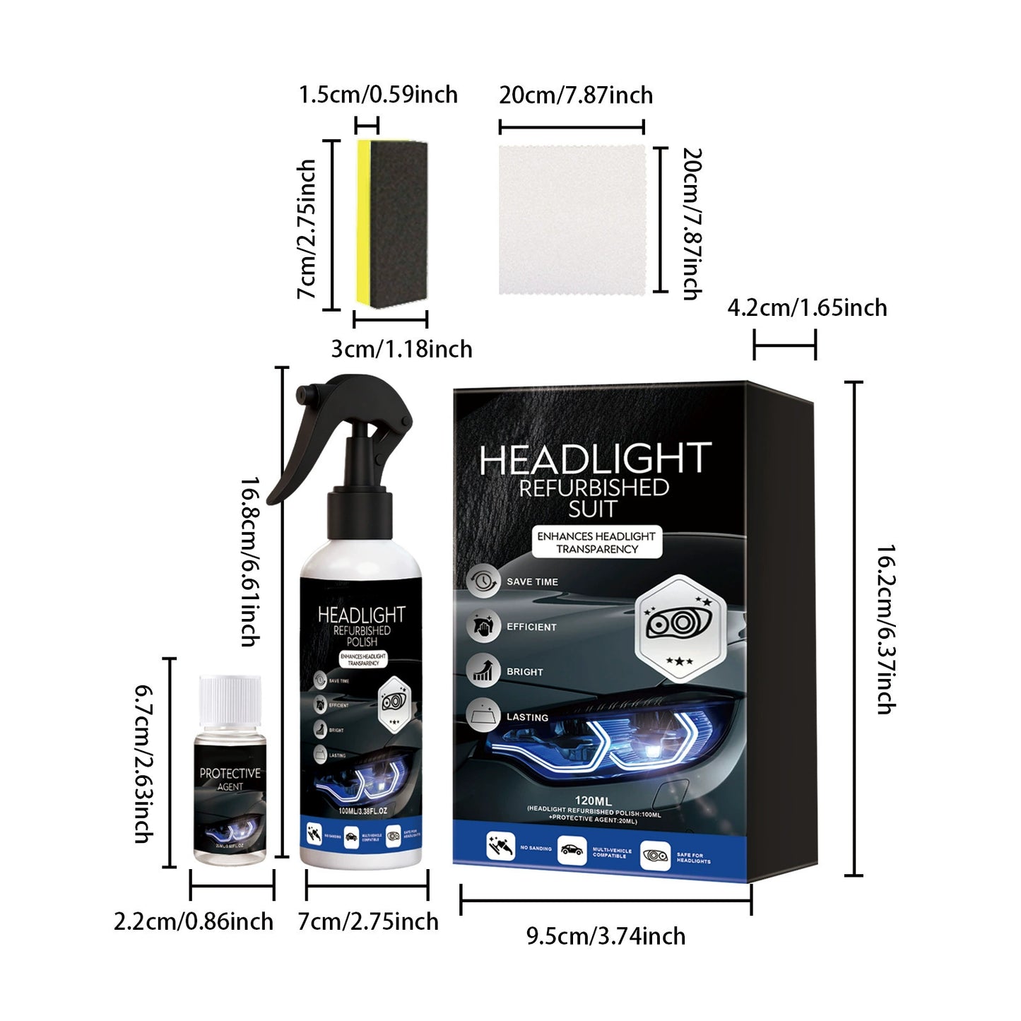 Automotive Headlamp Restoration Fluid Oxidized and YellowedAutomotive Headlamps