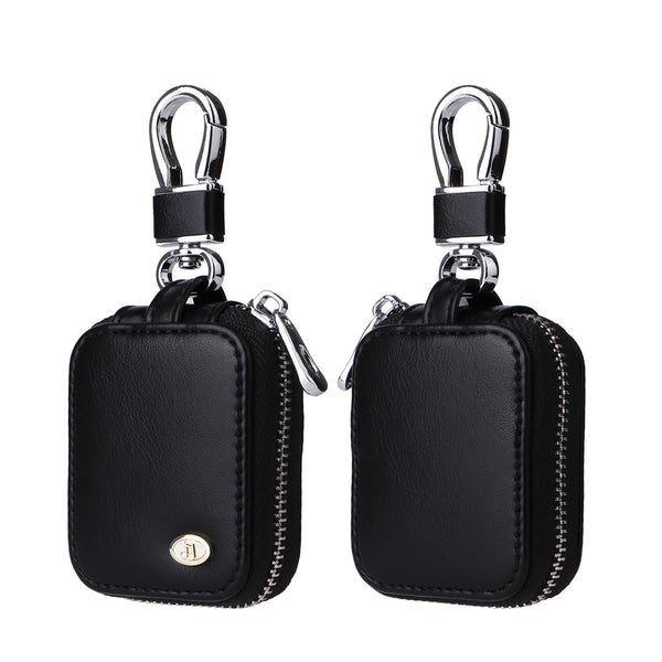 PU Leather Zipper Carrying Pouch Earbuds Bag with Keychain
