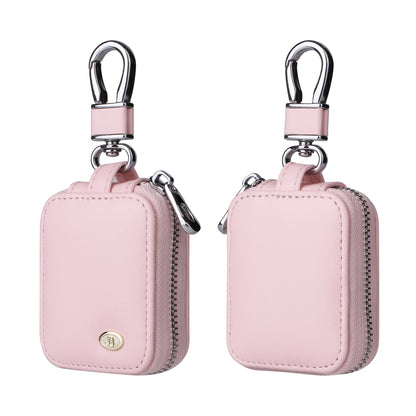 PU Leather Zipper Carrying Pouch Earbuds Bag with Keychain