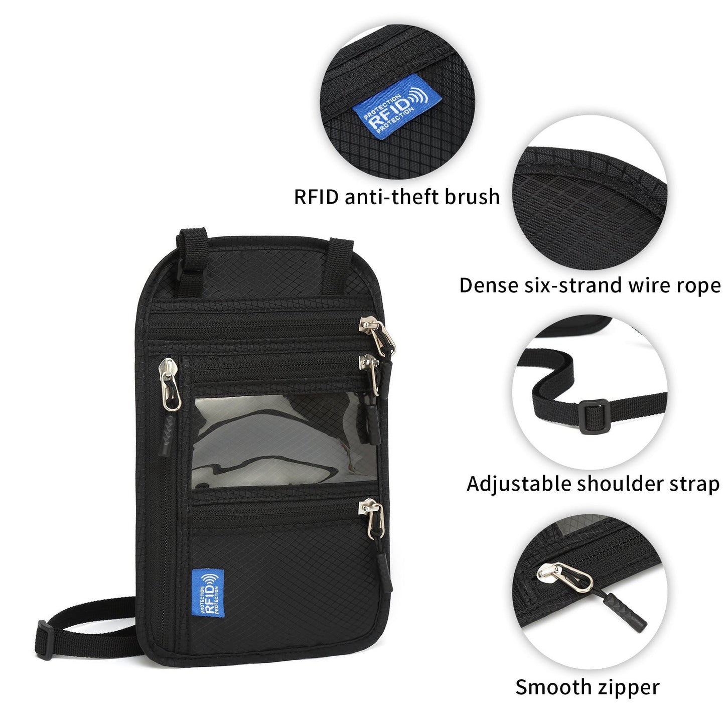 RFID Blocking Passport Holder, Multi-Passport Pouch, Easy to Conceal Travel Pouch