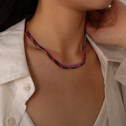 Stylish Metallic Faux Flat Snake Chain Choker